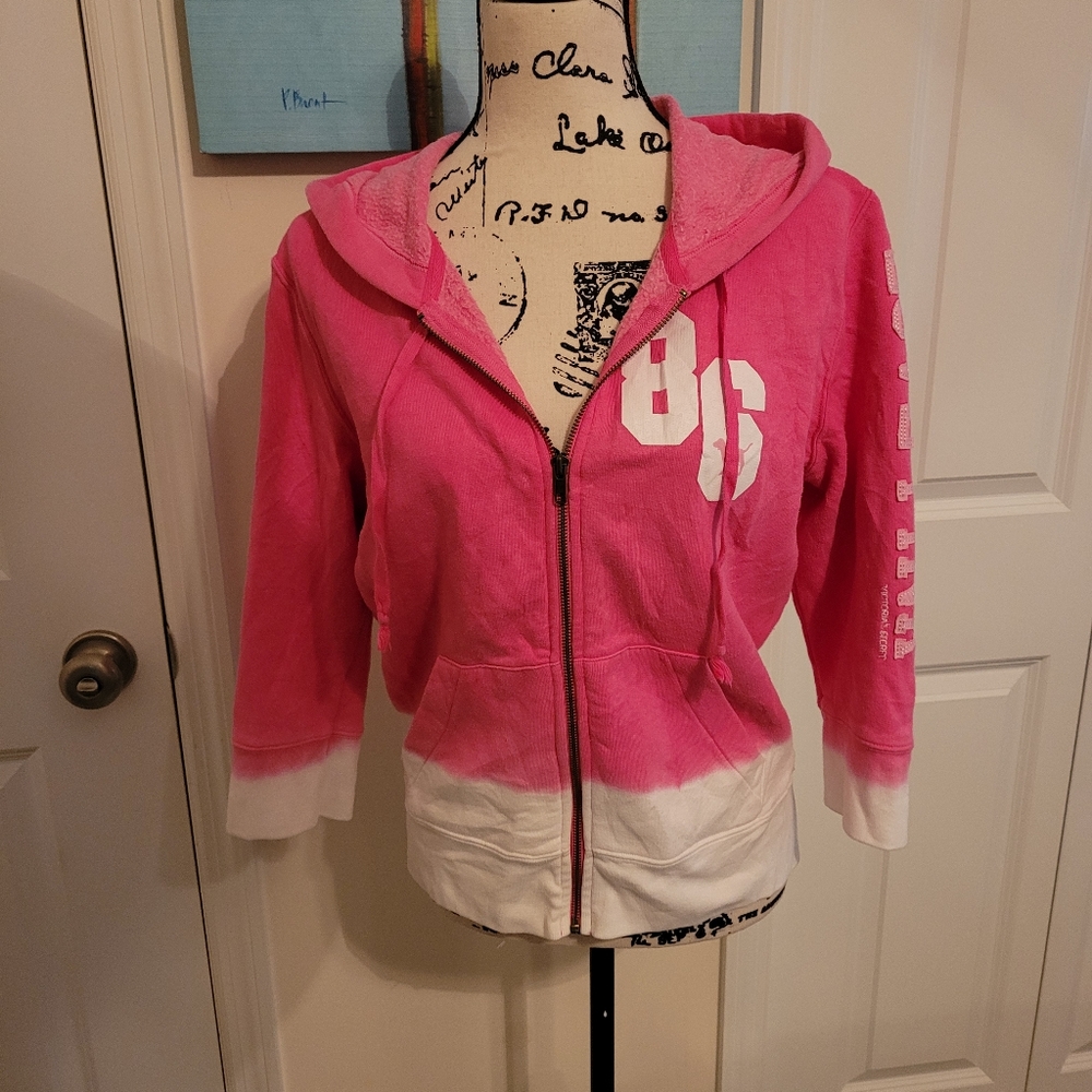 Pink Victoria Secret Pink Ombre Hooded Jacket size Large